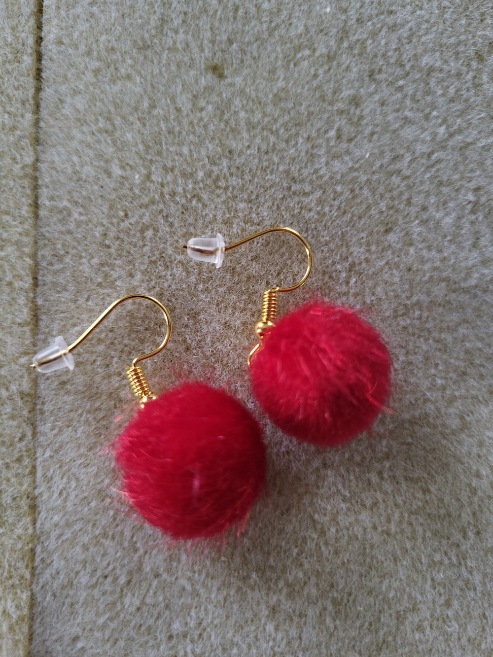 Red Pom Pom Earrings